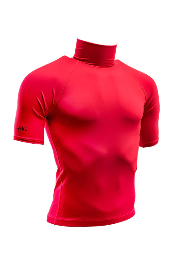 Tiki Adult Rash Vest Short Sleeve With Logo Red