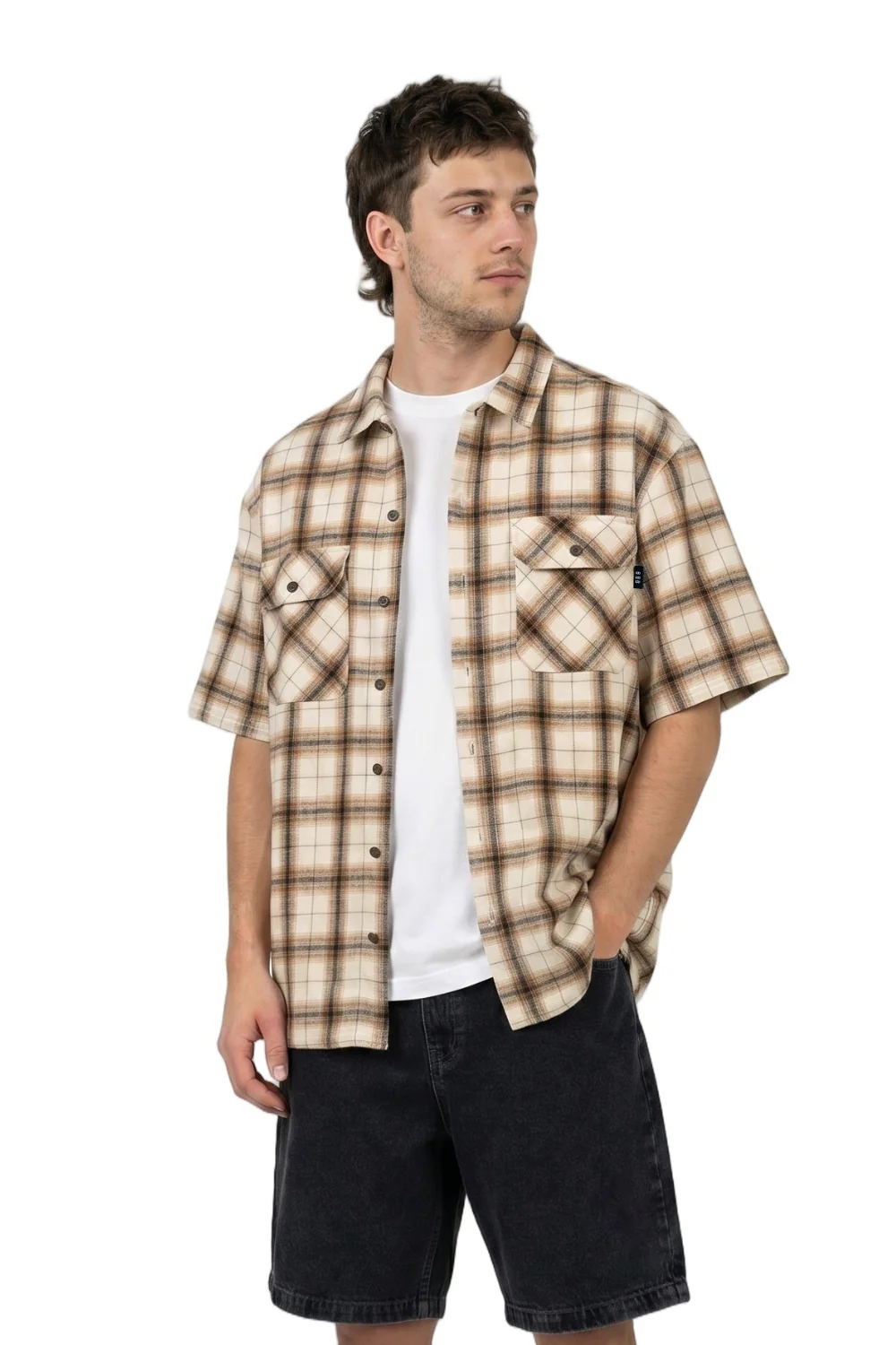 BamBooBay Checked In Mens Short Sleeve Shirt Brown Check - Image 5