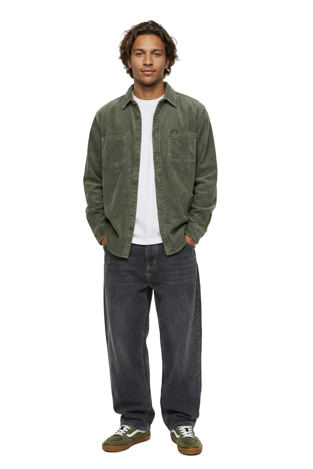 BamBooBay Chill Cord Long Sleeve Shirt Olive - Image 3