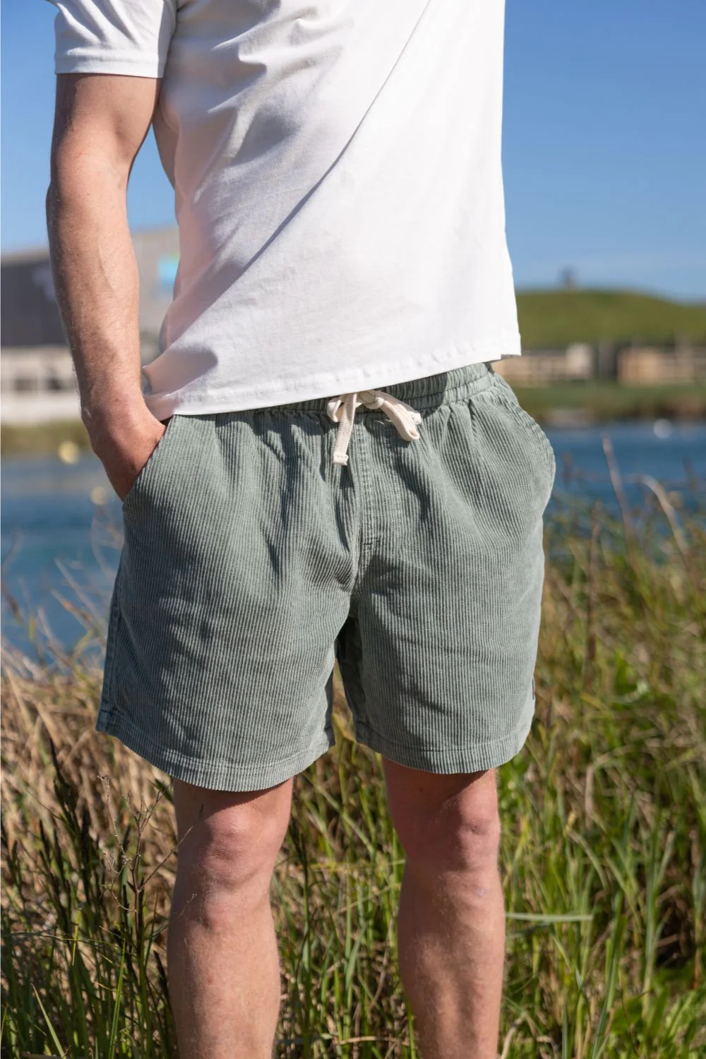 BamBooBay Chill Cord Shorts Sage Green - Image 3