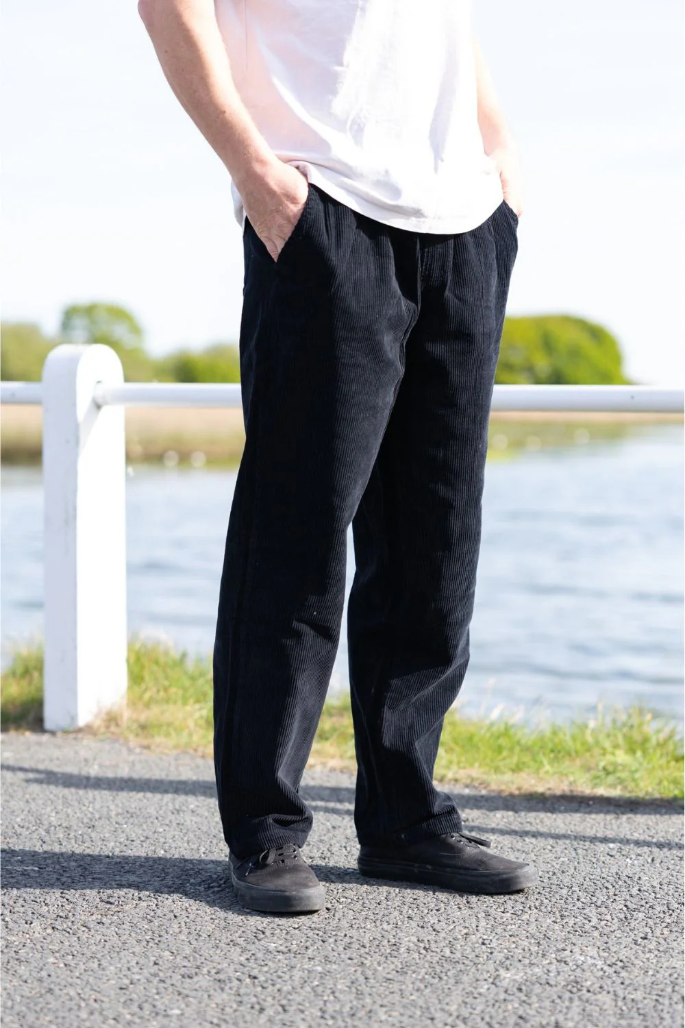BamBooBay Chill Cord Mens Trousers Washed Black - Image 2