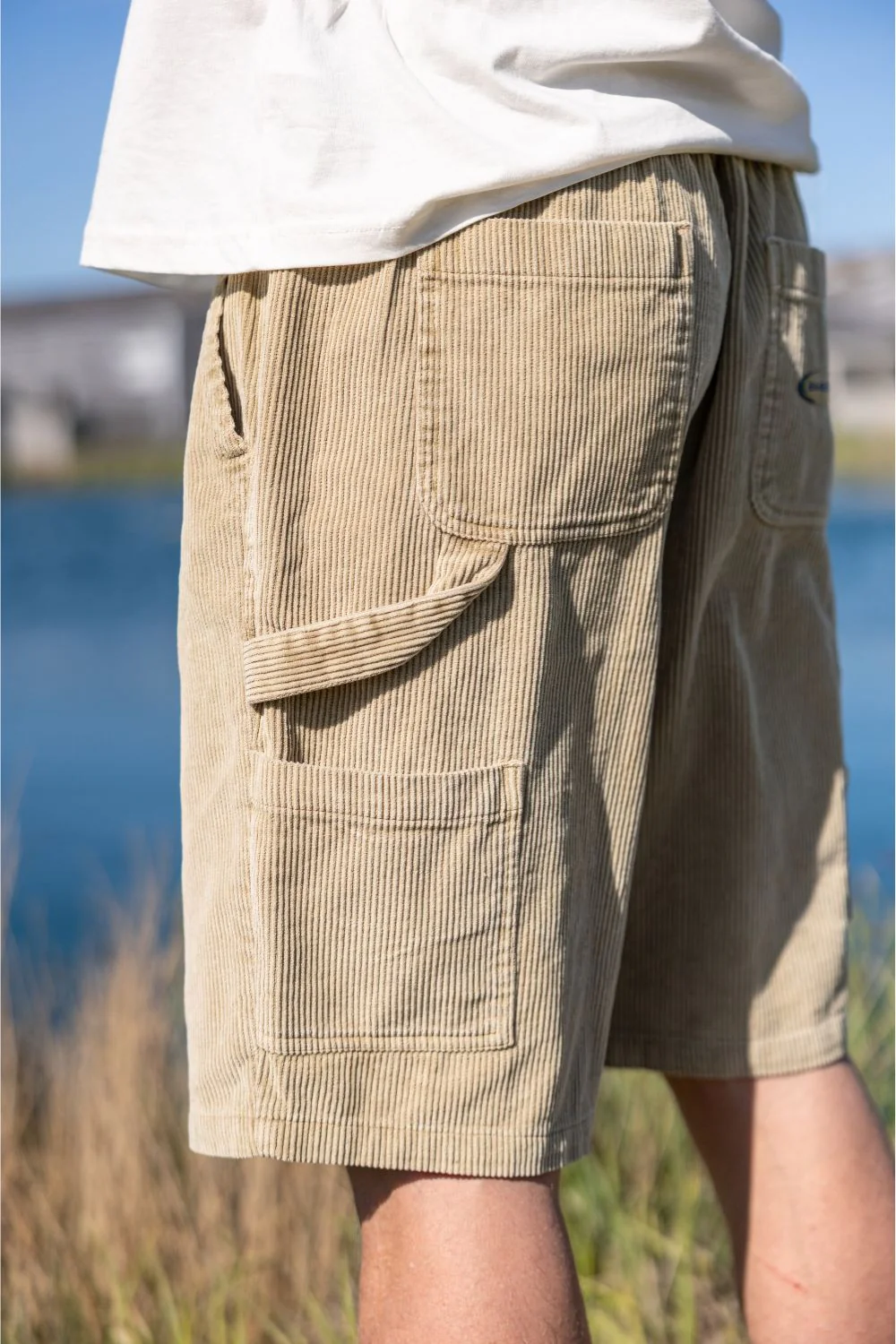 BamBooBay Chippy Chill Mens 22" Cord Shorts Khaki - Image 2