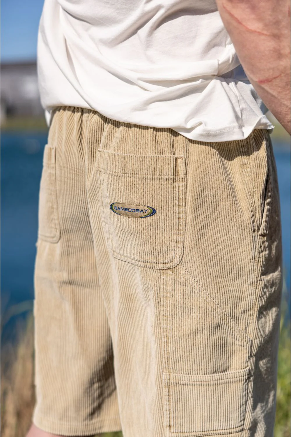 BamBooBay Chippy Chill Mens 22" Cord Shorts Khaki - Image 3
