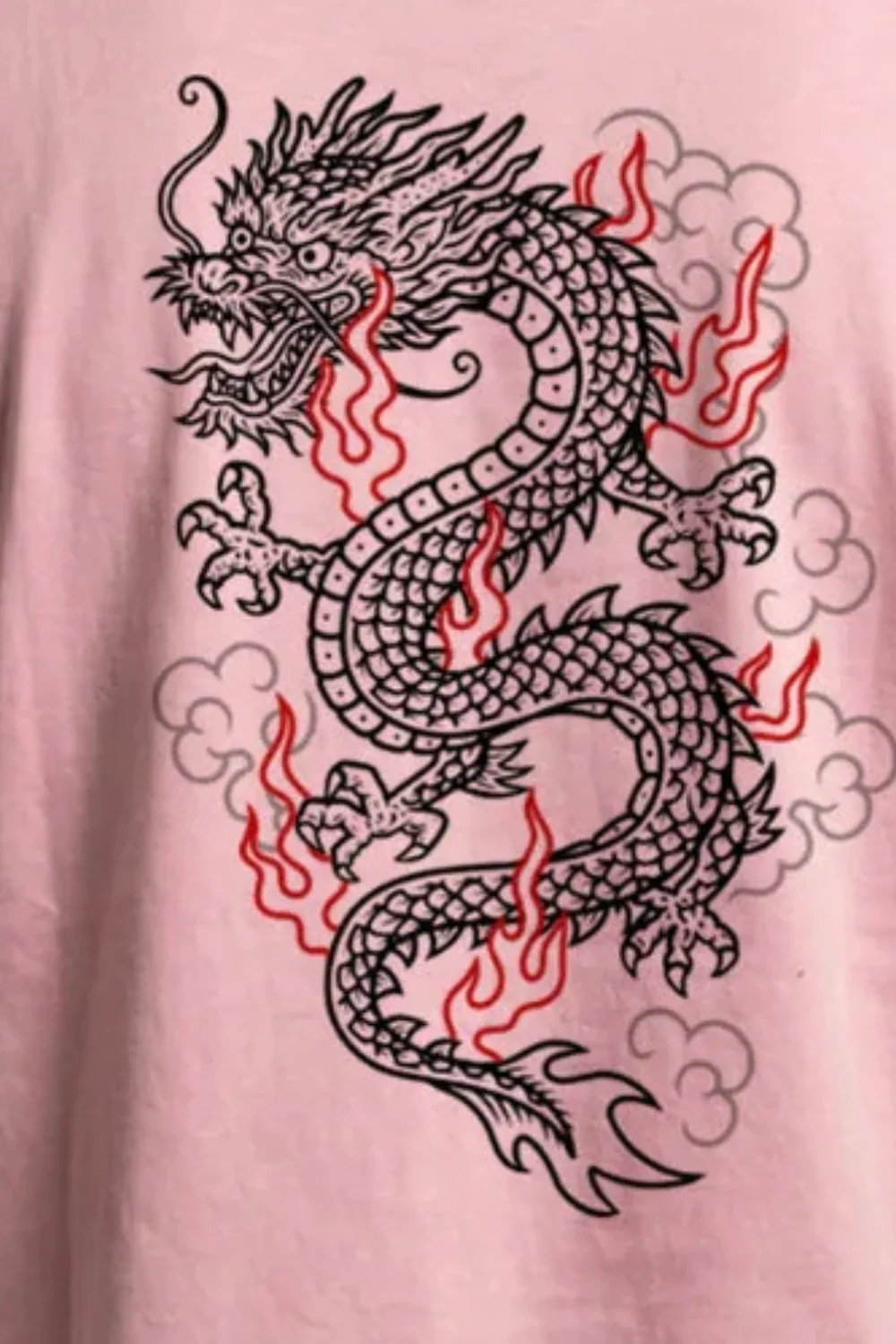 BamBooBay Dragon Mens T-Shirt Stone Wash Pink - Image 2