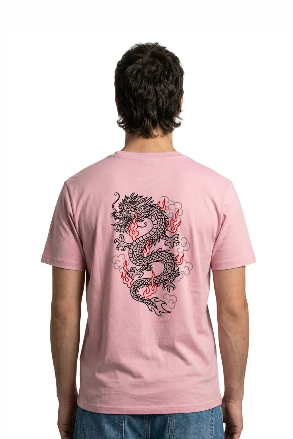 BamBooBay Dragon Mens T-Shirt Stone Wash Pink - Image 3