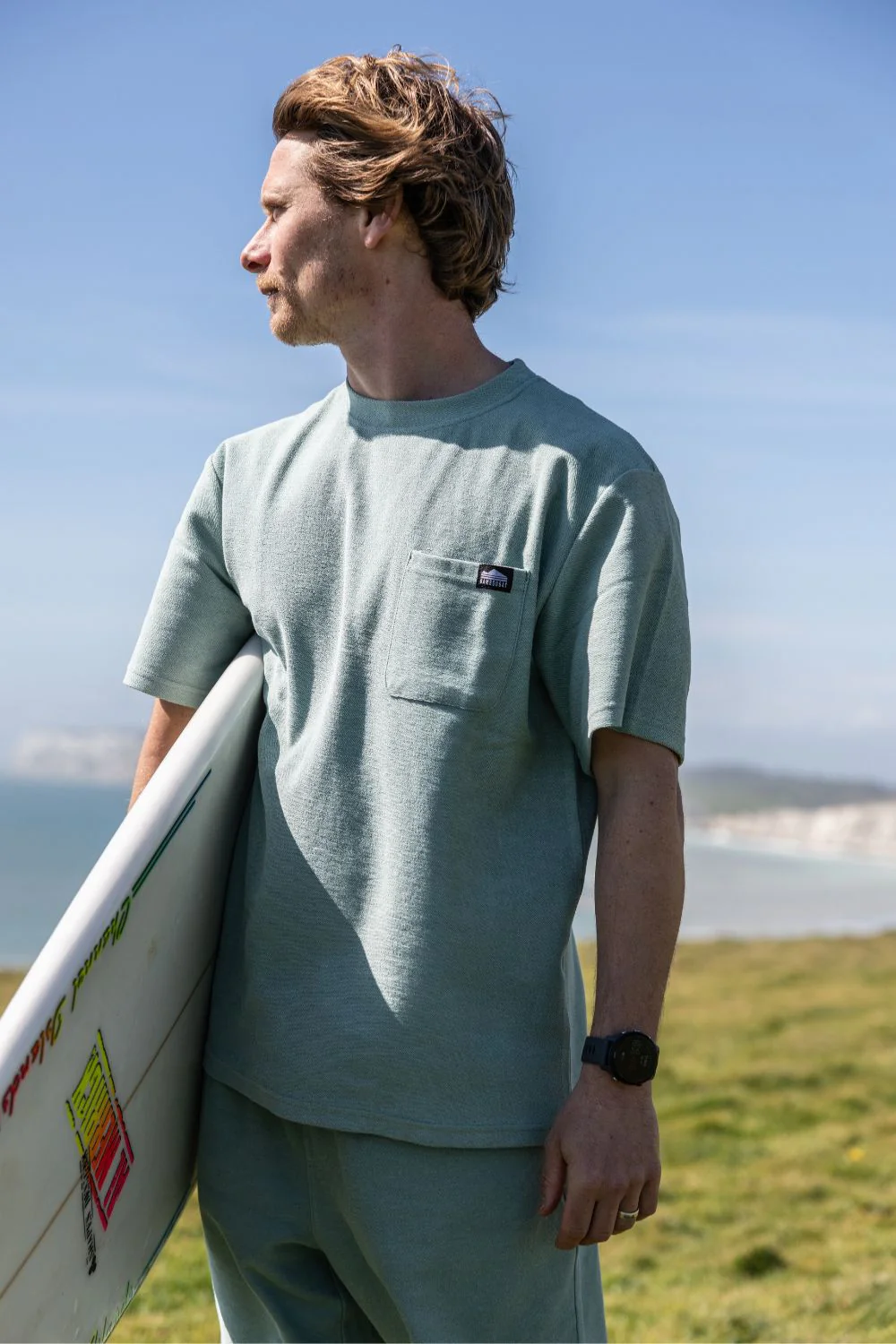 BamBooBay Lazy Terry Mens T-Shirt Aloe - Image 2
