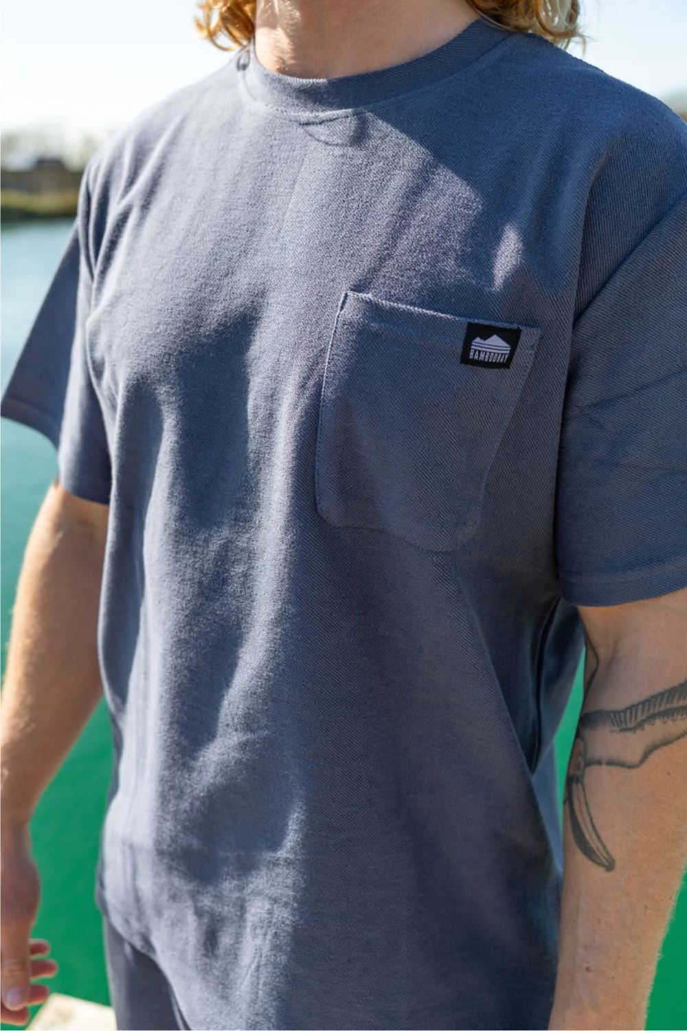 BamBooBay Lazy Terry Mens T-Shirt Navy - Image 3