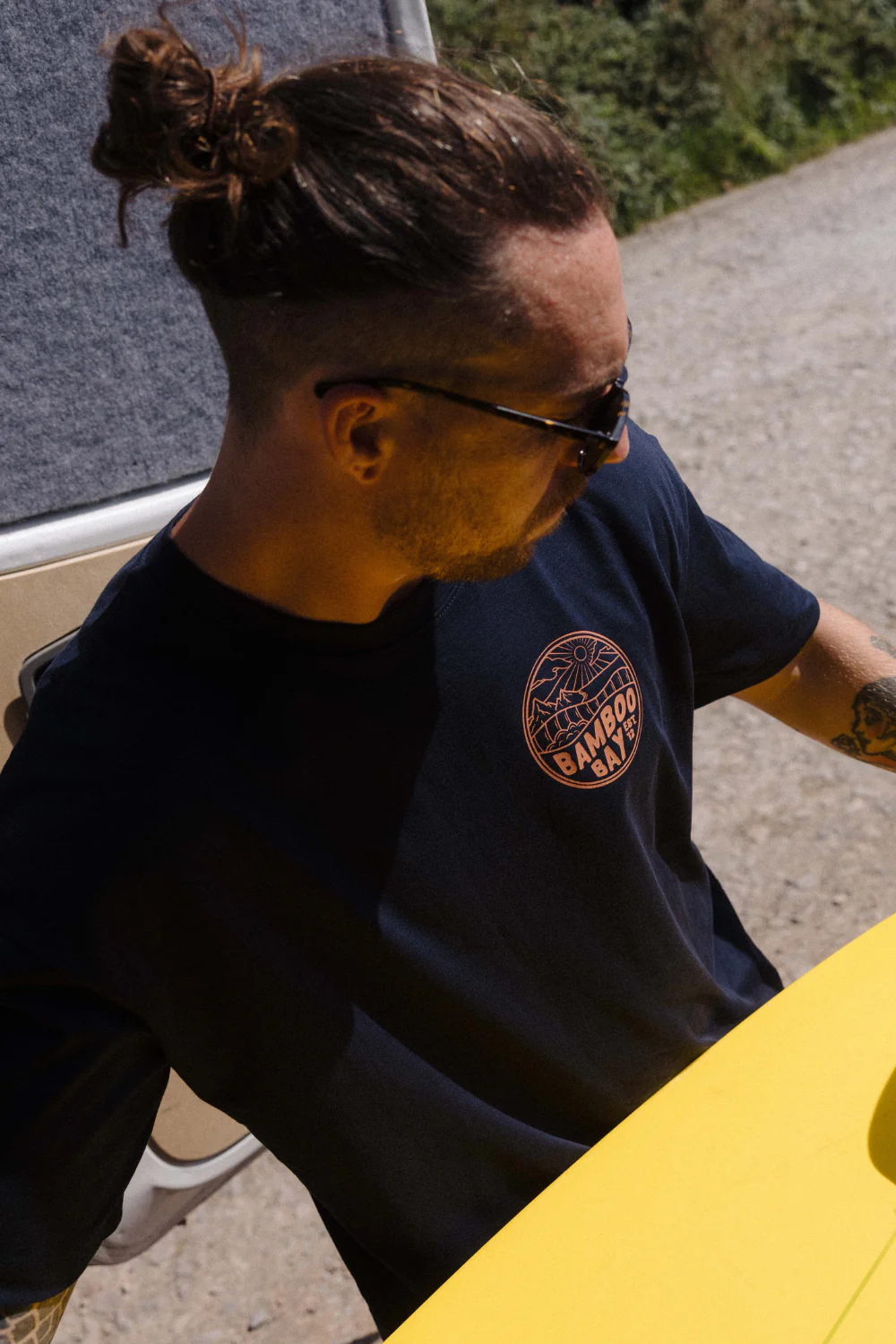 BamBooBay Mountain Badge Mens T-Shirt Navy - Image 2