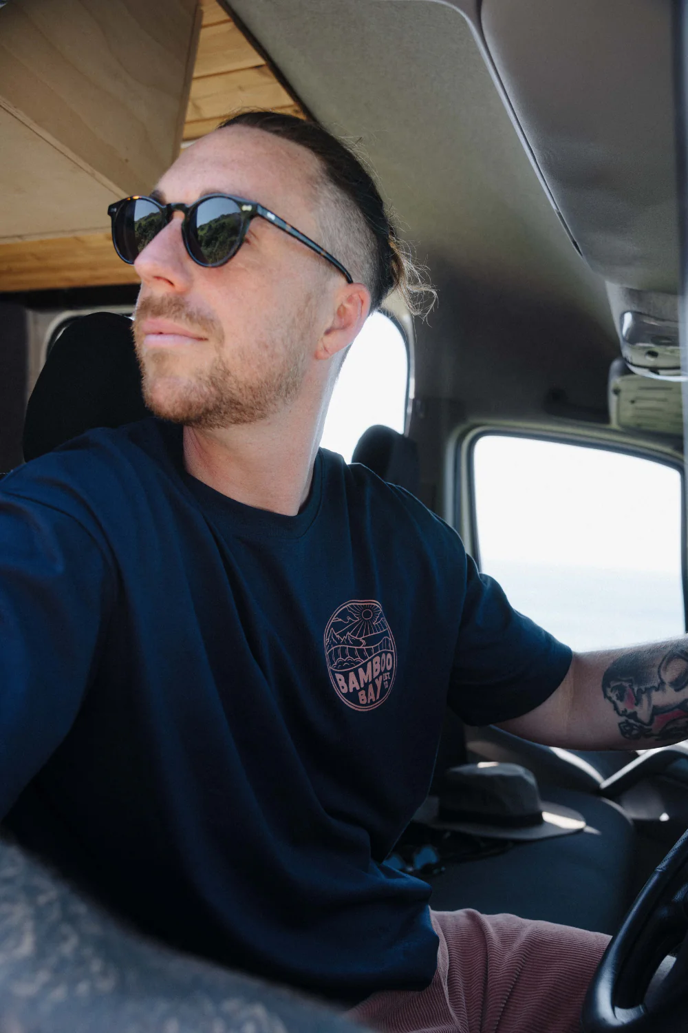 BamBooBay Mountain Badge Mens T-Shirt Navy - Image 3