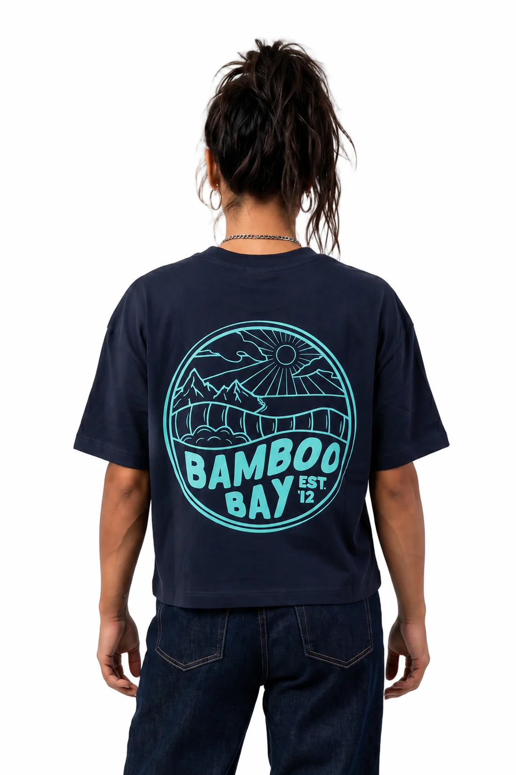 BamBooBay Mountain Badge Womens T-Shirt French Navy