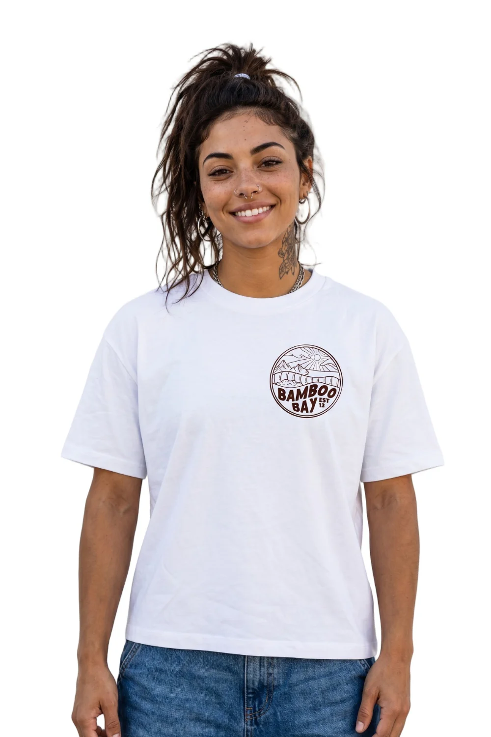 BamBooBay Mountain Badge Womens T-Shirt White