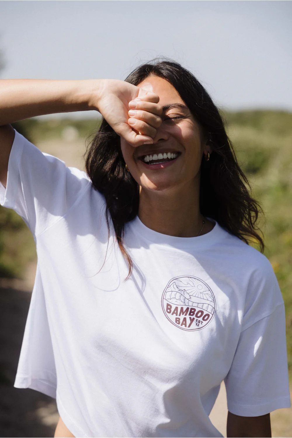 BamBooBay Mountain Badge Womens T-Shirt White - Image 2