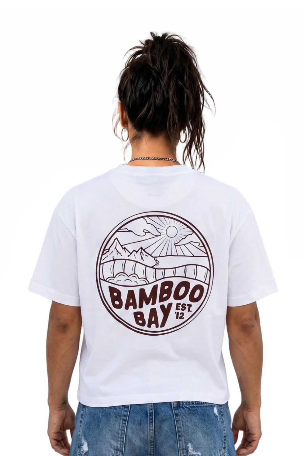 BamBooBay Mountain Badge Womens T-Shirt White - Image 4