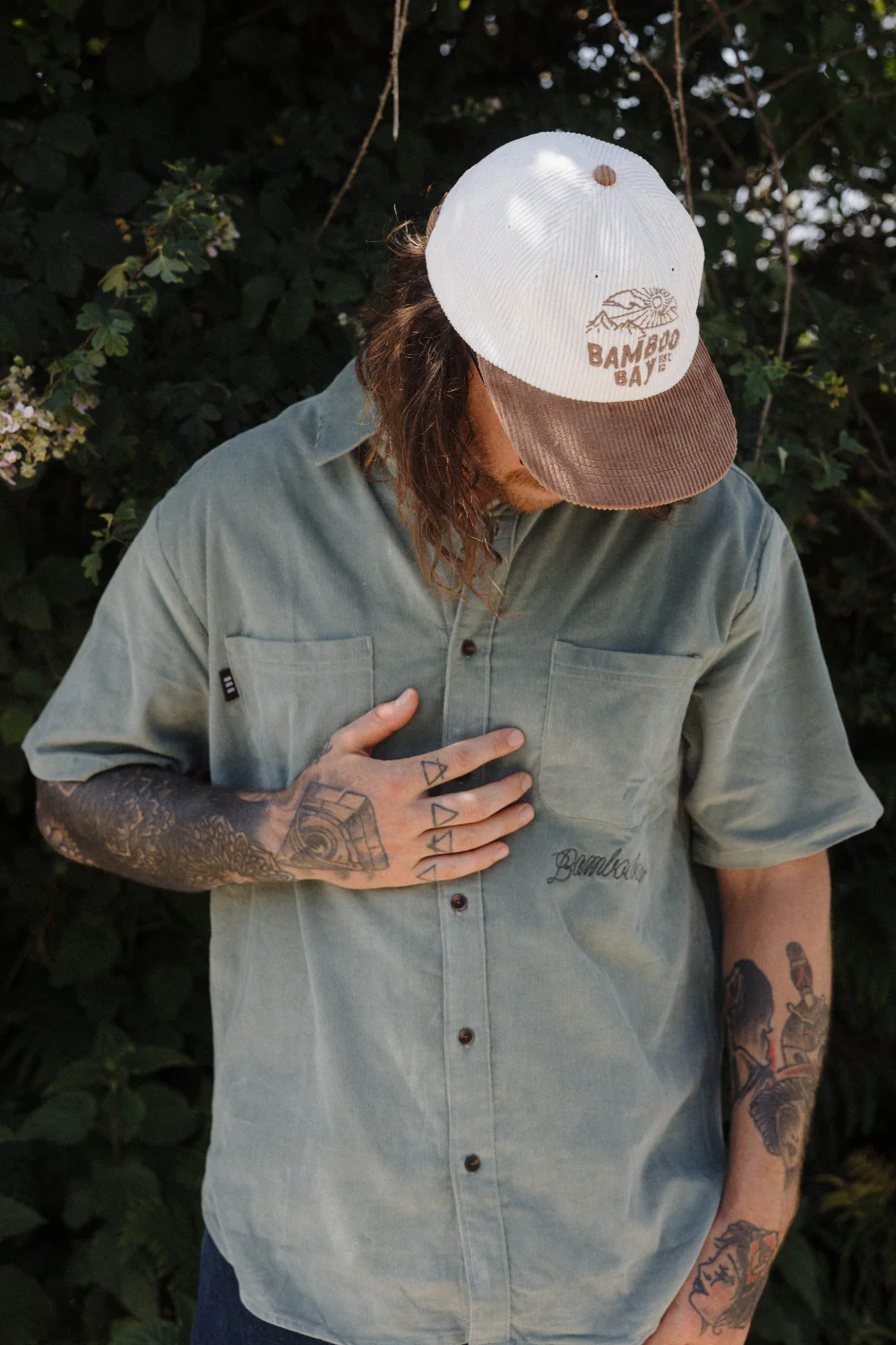 BamBooBay Script Mens Shirt Sage Green - Image 2