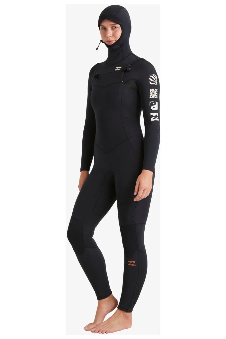 Billabong Womens 5/4 Synergy Natural Chest Zip Hooded Wetsuit Night Fall - Image 4