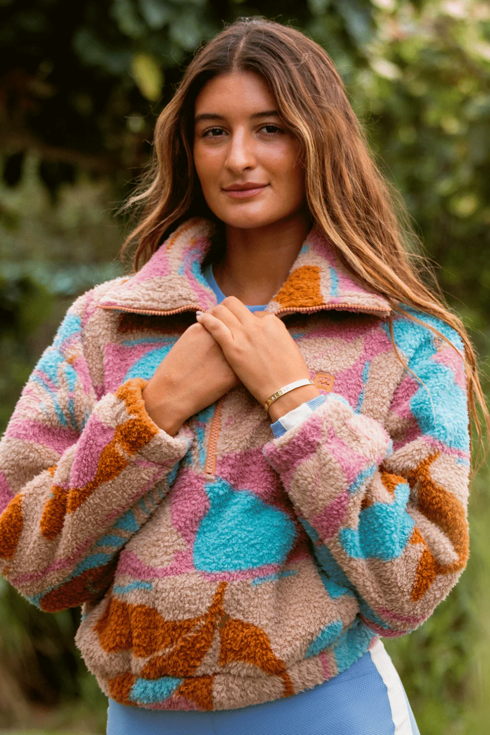 Billabong Barra Womens Half Zip Fleece Oatmeal - Image 6