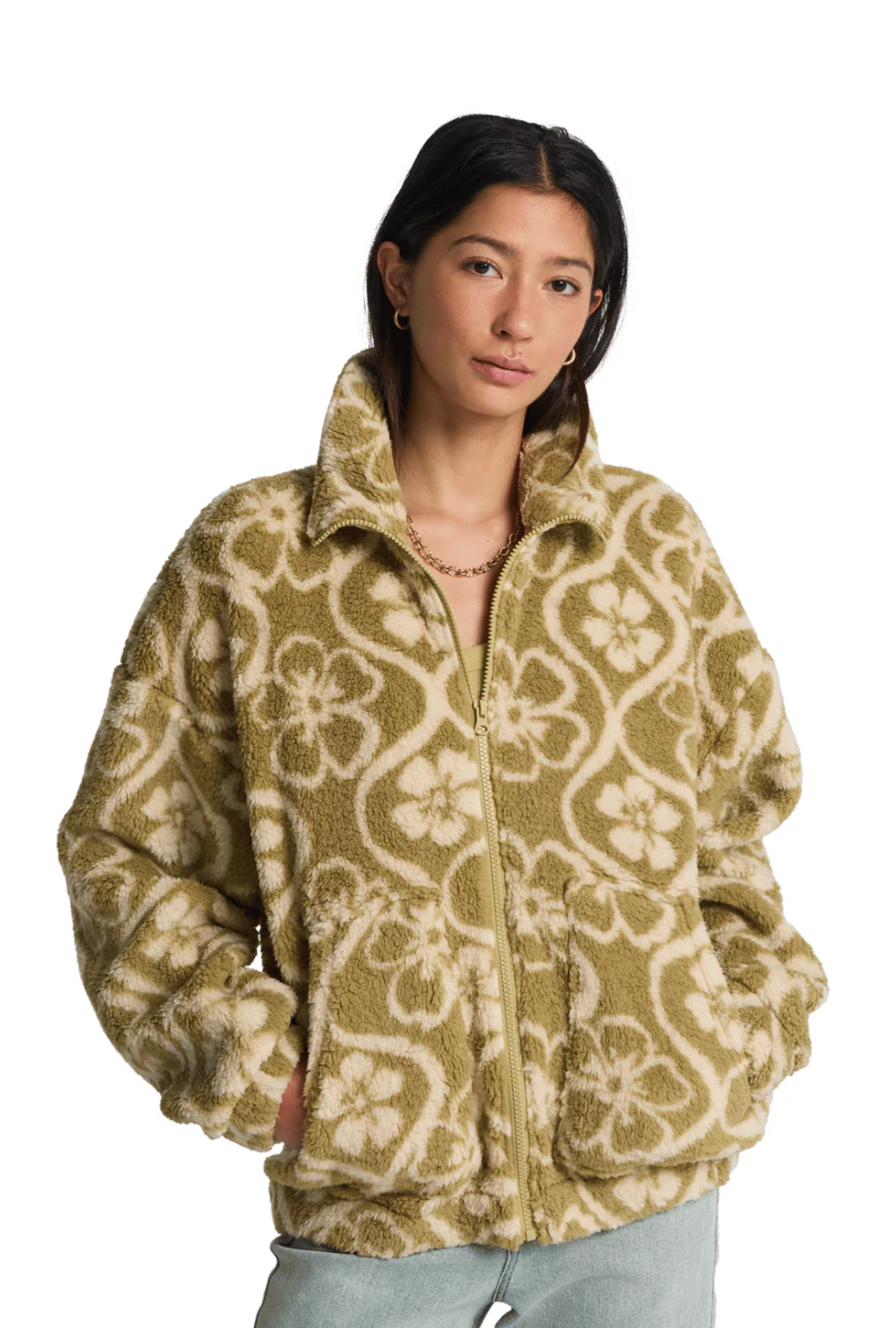 Billabong First Light Womens Full Zip Fleece Cactus Green