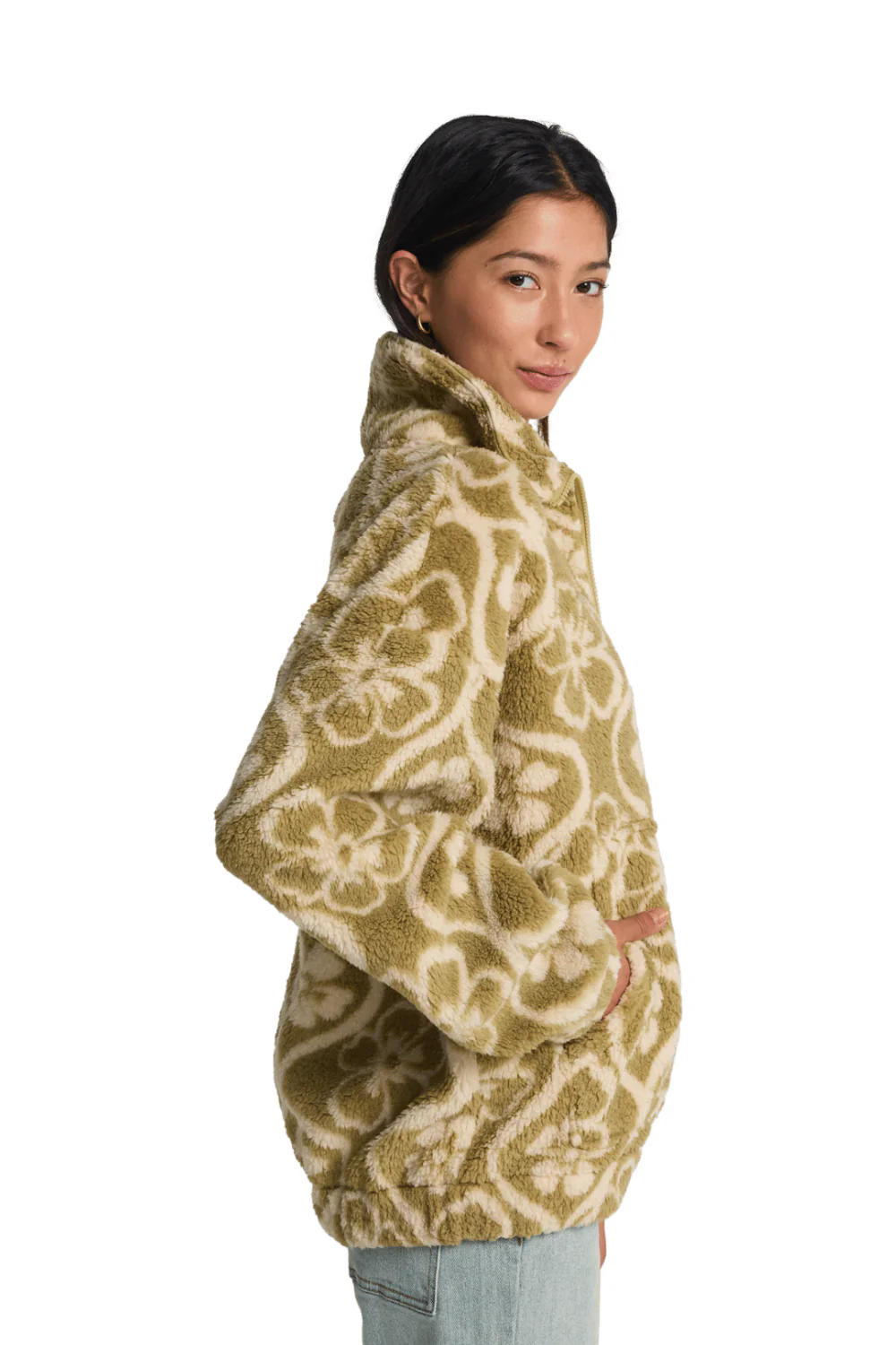 Billabong First Light Womens Full Zip Fleece Cactus Green - Image 3