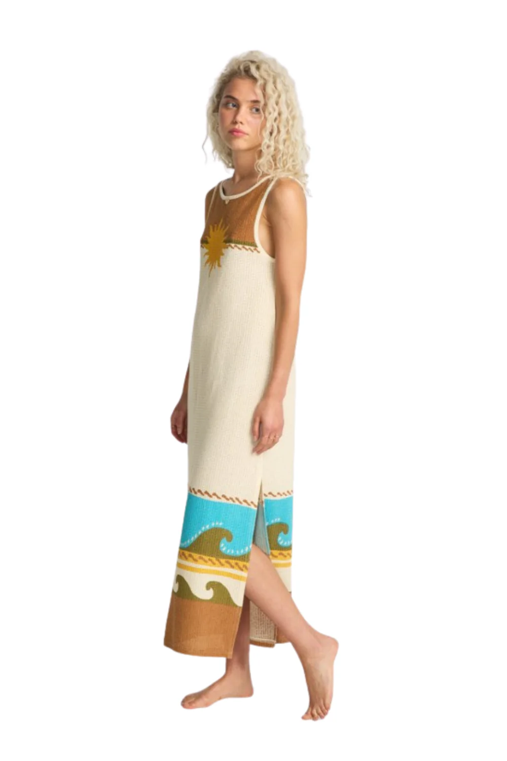 Billabong Solar Babe Midi Crochet Beach Dress Caramel Cafe - Image 3