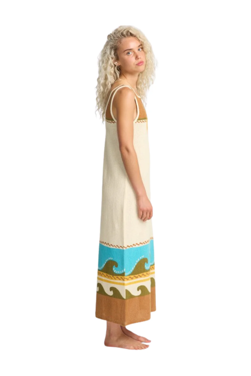Billabong Solar Babe Midi Crochet Beach Dress Caramel Cafe - Image 4