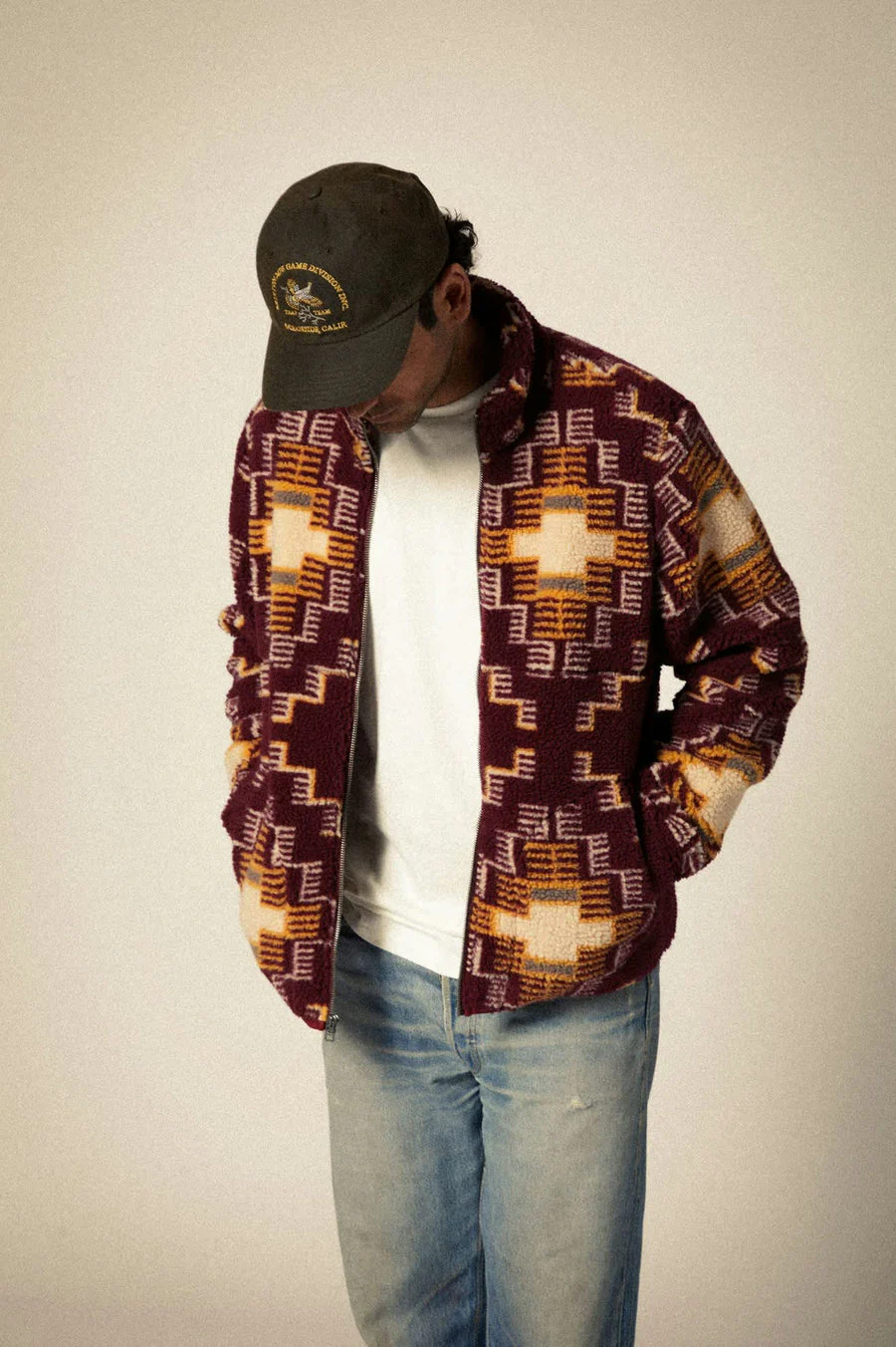 Brixton Arctic Fleece Mock Neck Jacket Light Cabernet - Image 6