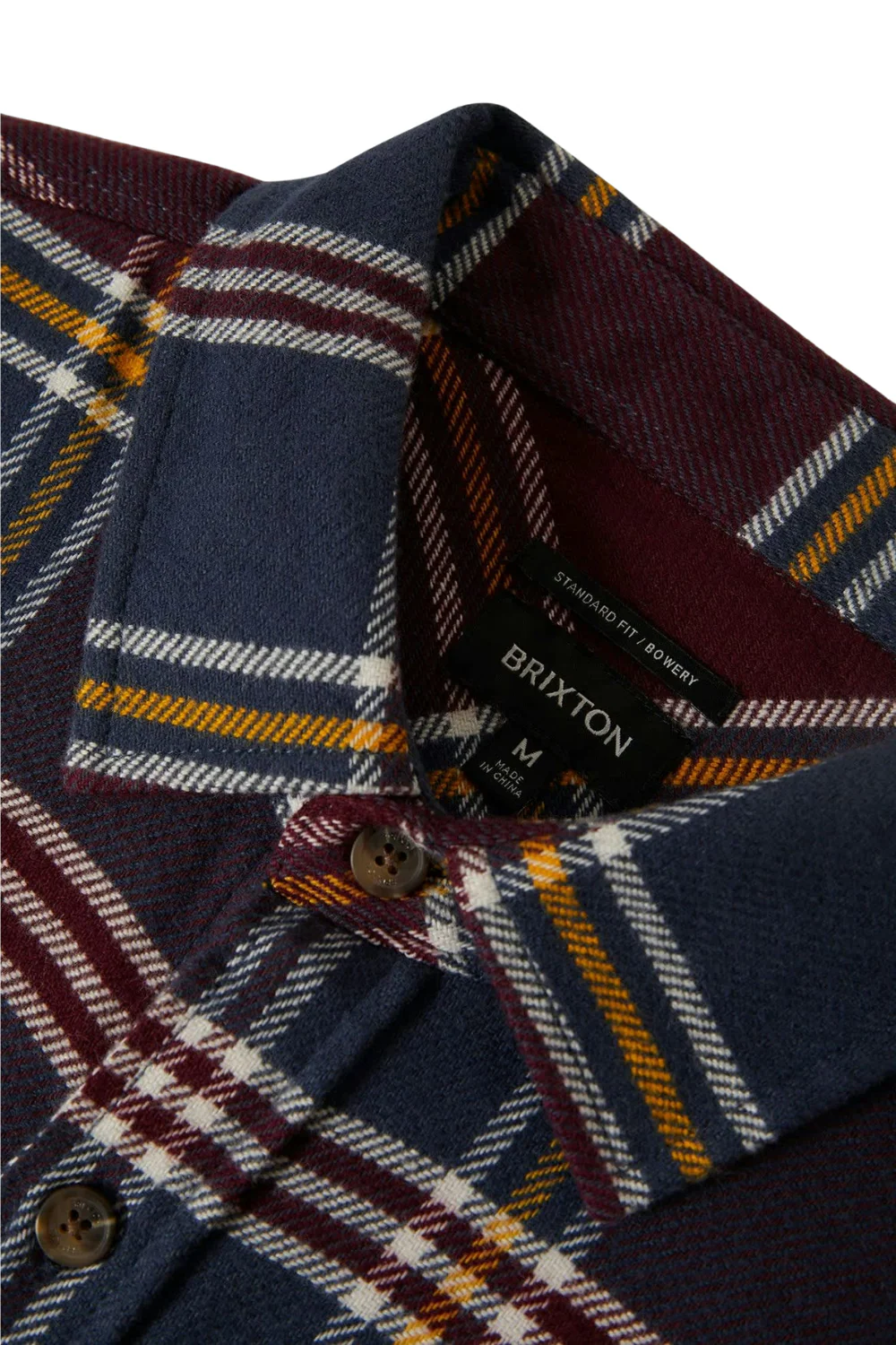 Brixton Bowery Flannel Shirt Mood Indigo Port Saffron - Image 4