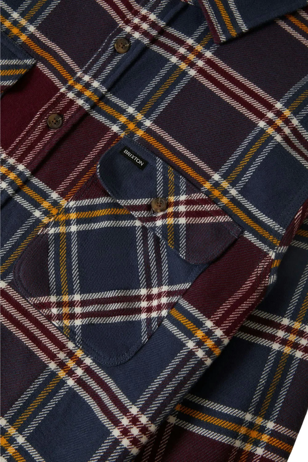 Brixton Bowery Flannel Shirt Mood Indigo Port Saffron - Image 6