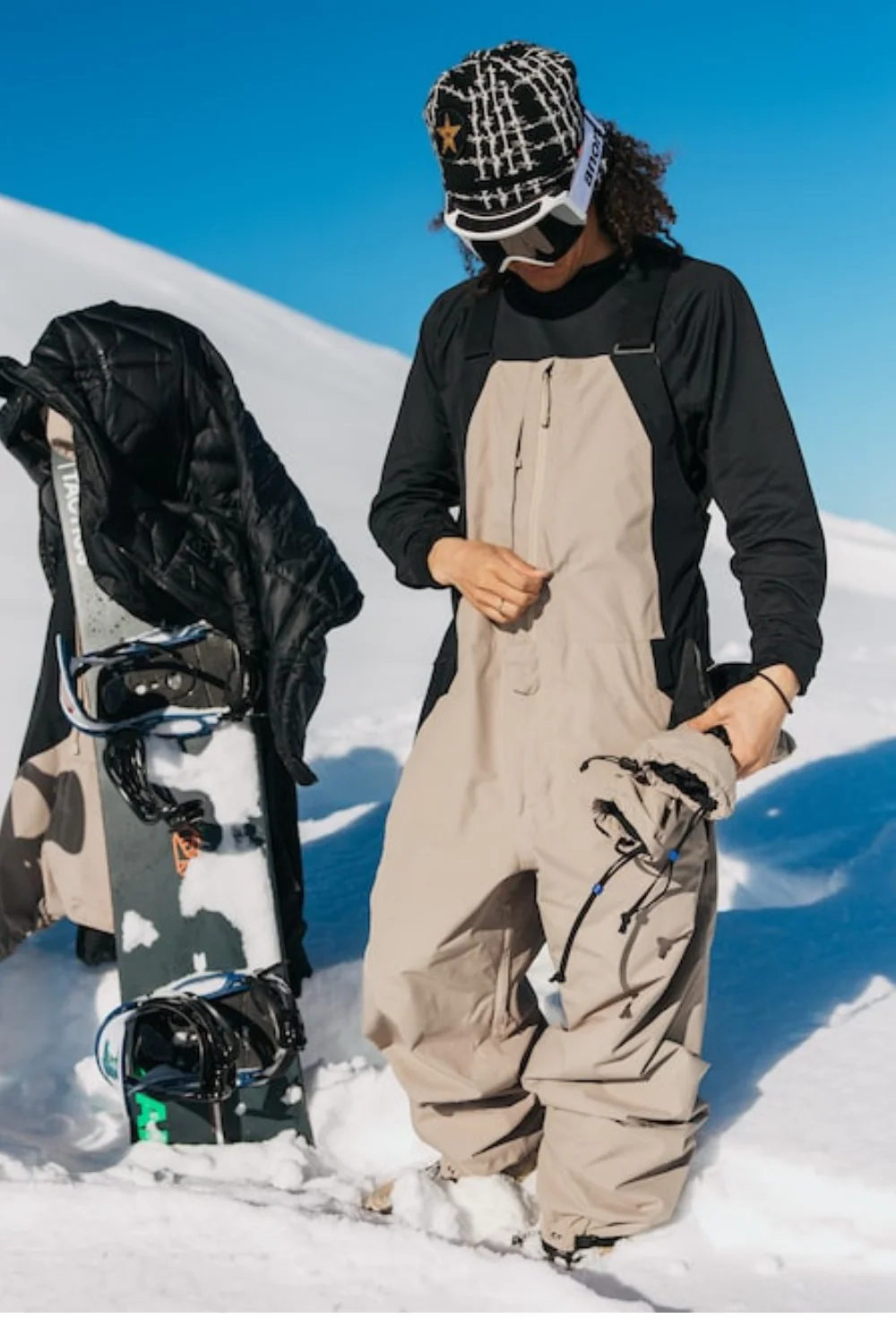 Burton Reserve 2L Mens Relaxed Bib Snowboard Pants Summit Taupe/True Black - Image 3
