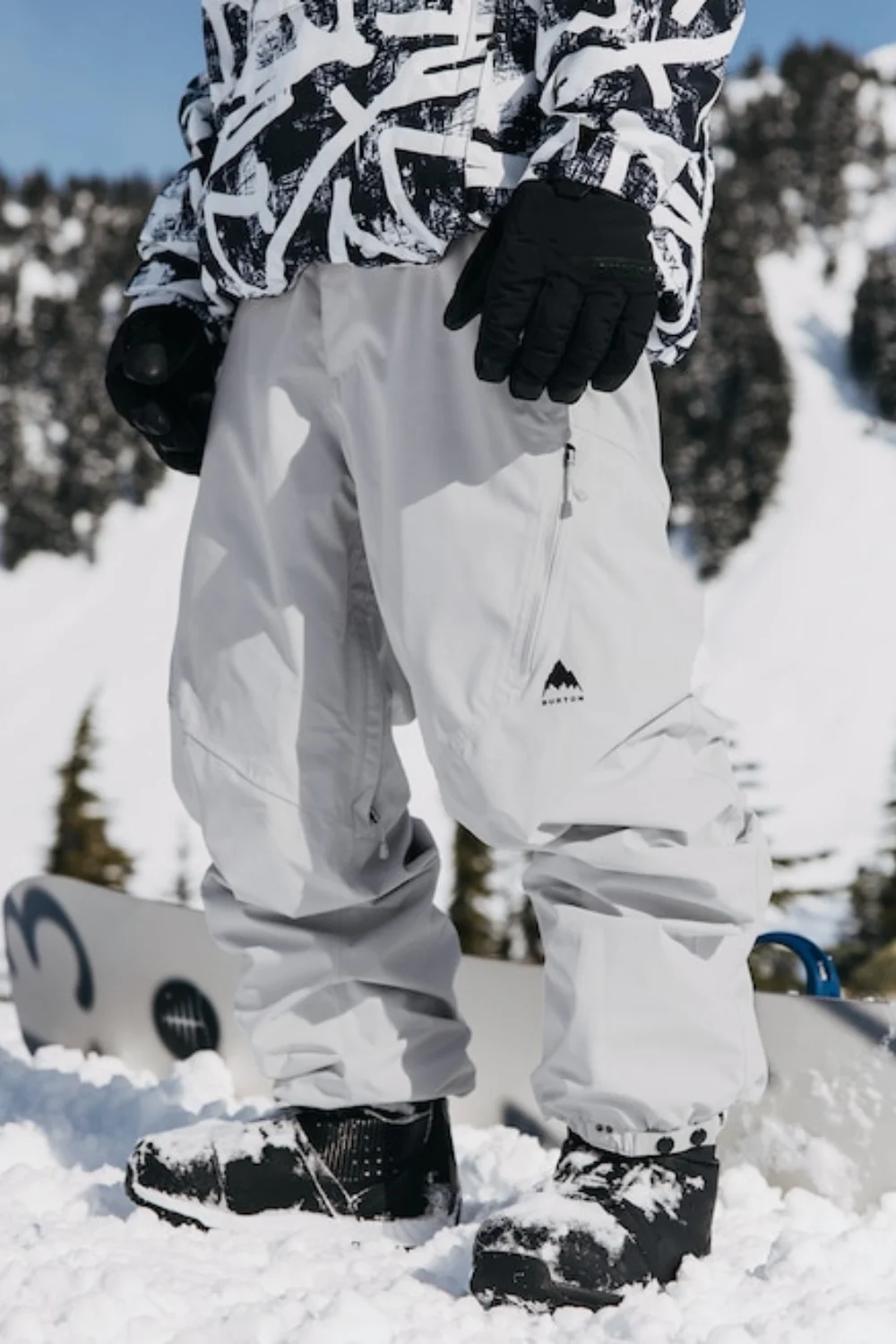 Burton Reserve 2L Mens Relaxed Snowboard Pants Gray Cloud - Image 3