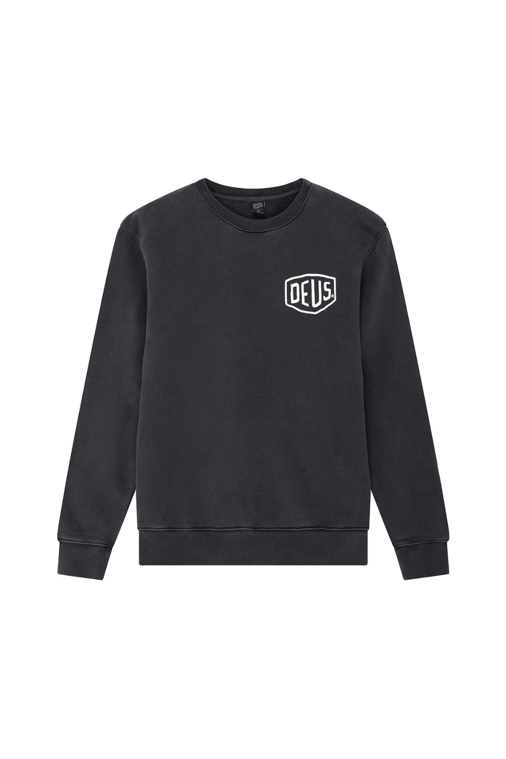 Deus Shield Mens Garment Dyed Crew Black