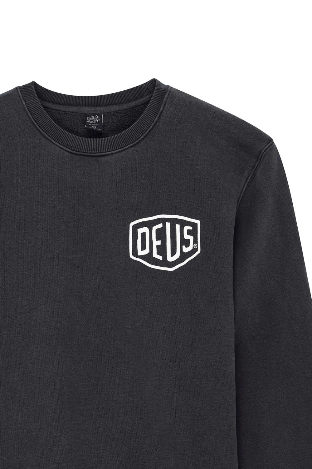 Deus Shield Mens Garment Dyed Crew Black - Image 3