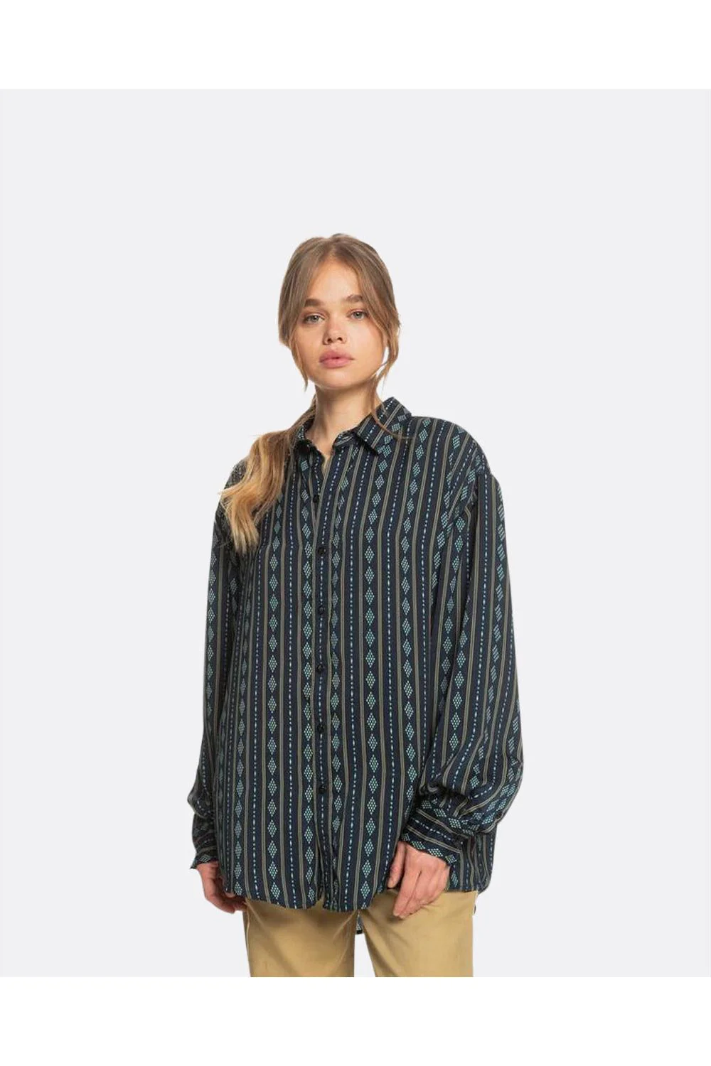 Quiksilver Diamond Stripe Long Sleeve Navy Shirt