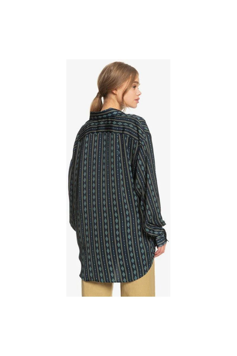 Quiksilver Diamond Stripe Long Sleeve Navy Shirt - Image 3