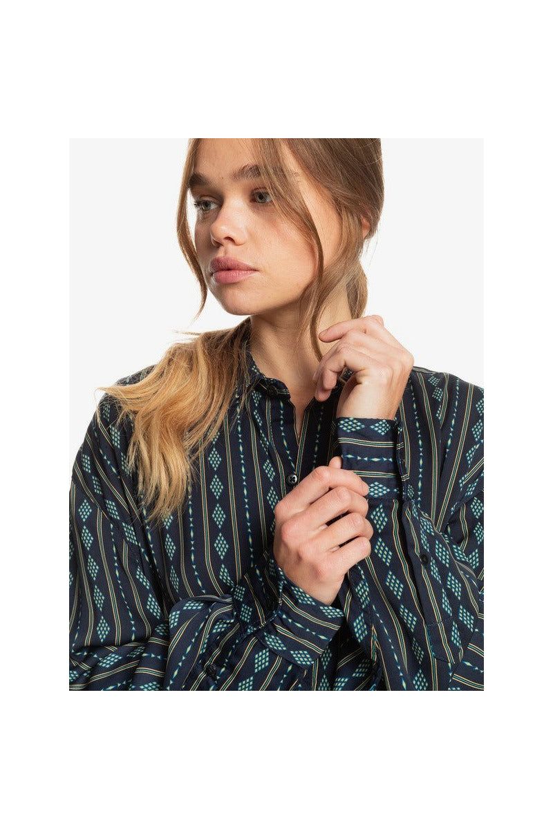Quiksilver Diamond Stripe Long Sleeve Navy Shirt - Image 4
