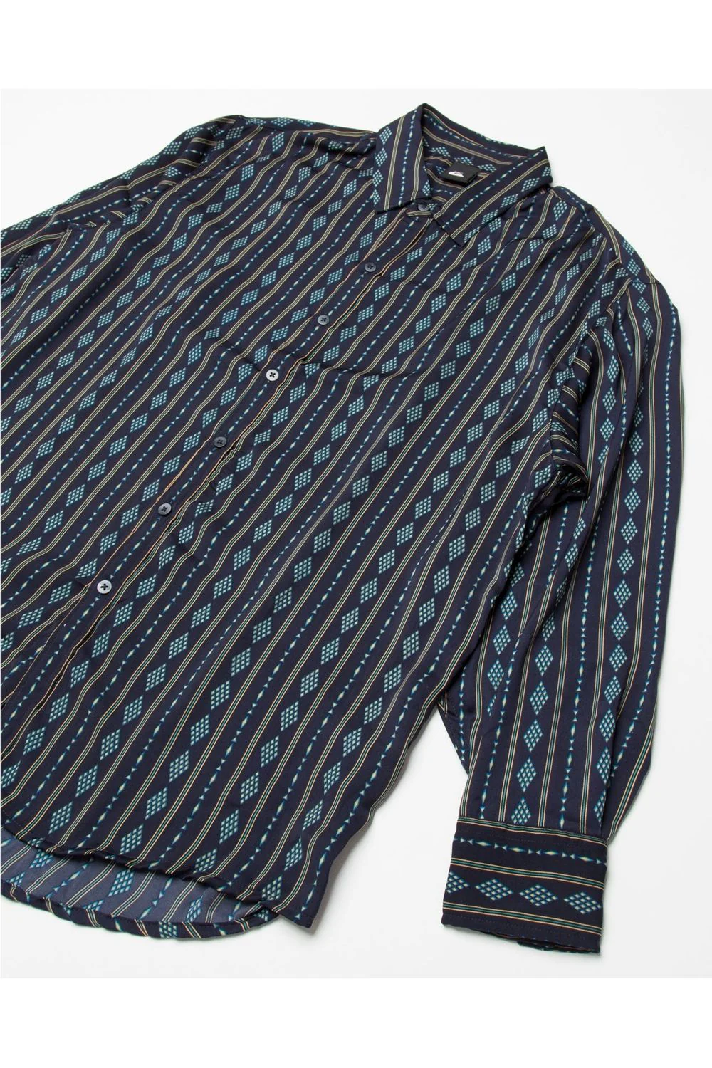 Quiksilver Diamond Stripe Long Sleeve Navy Shirt - Image 6