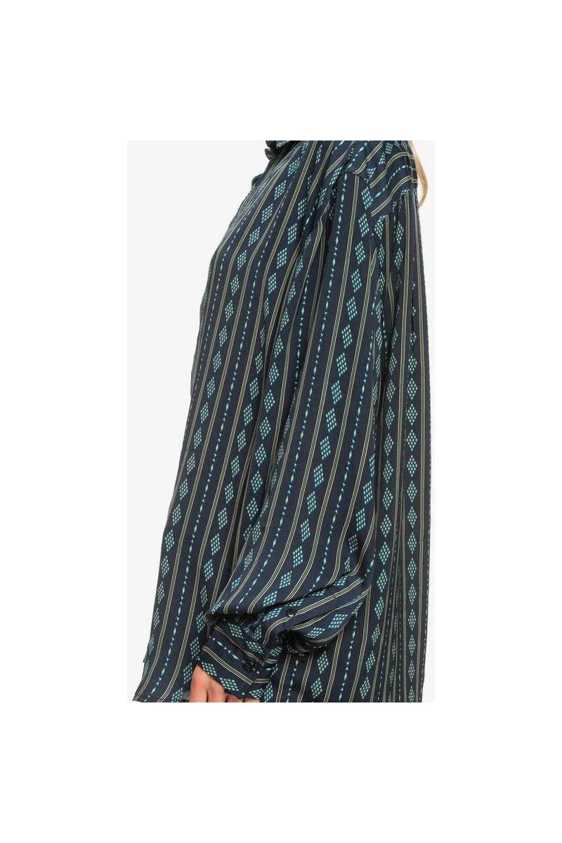 Quiksilver Diamond Stripe Long Sleeve Navy Shirt - Image 7
