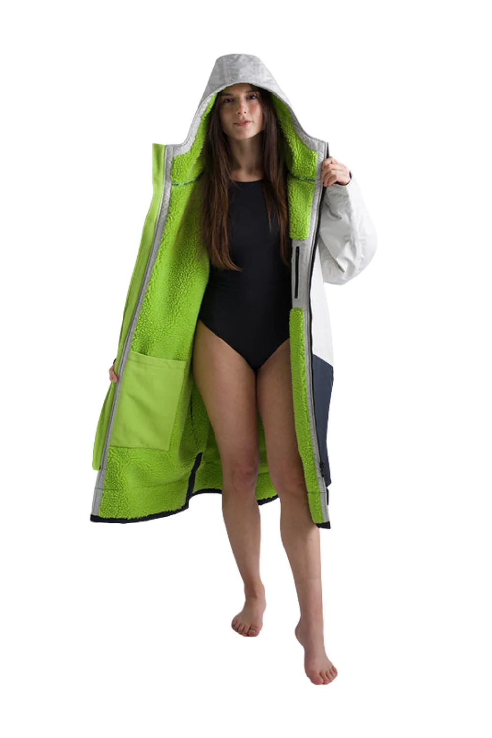 Dryrobe Advance Adults Long Sleeve Changing Robe Anthracite/Lime - Image 3