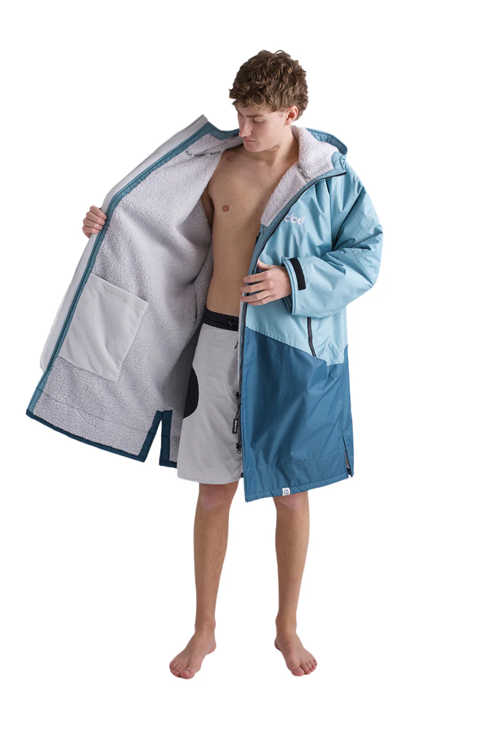 Dryrobe Advance Adults Long Sleeve Changing Robe Blue/Light Grey - Image 3
