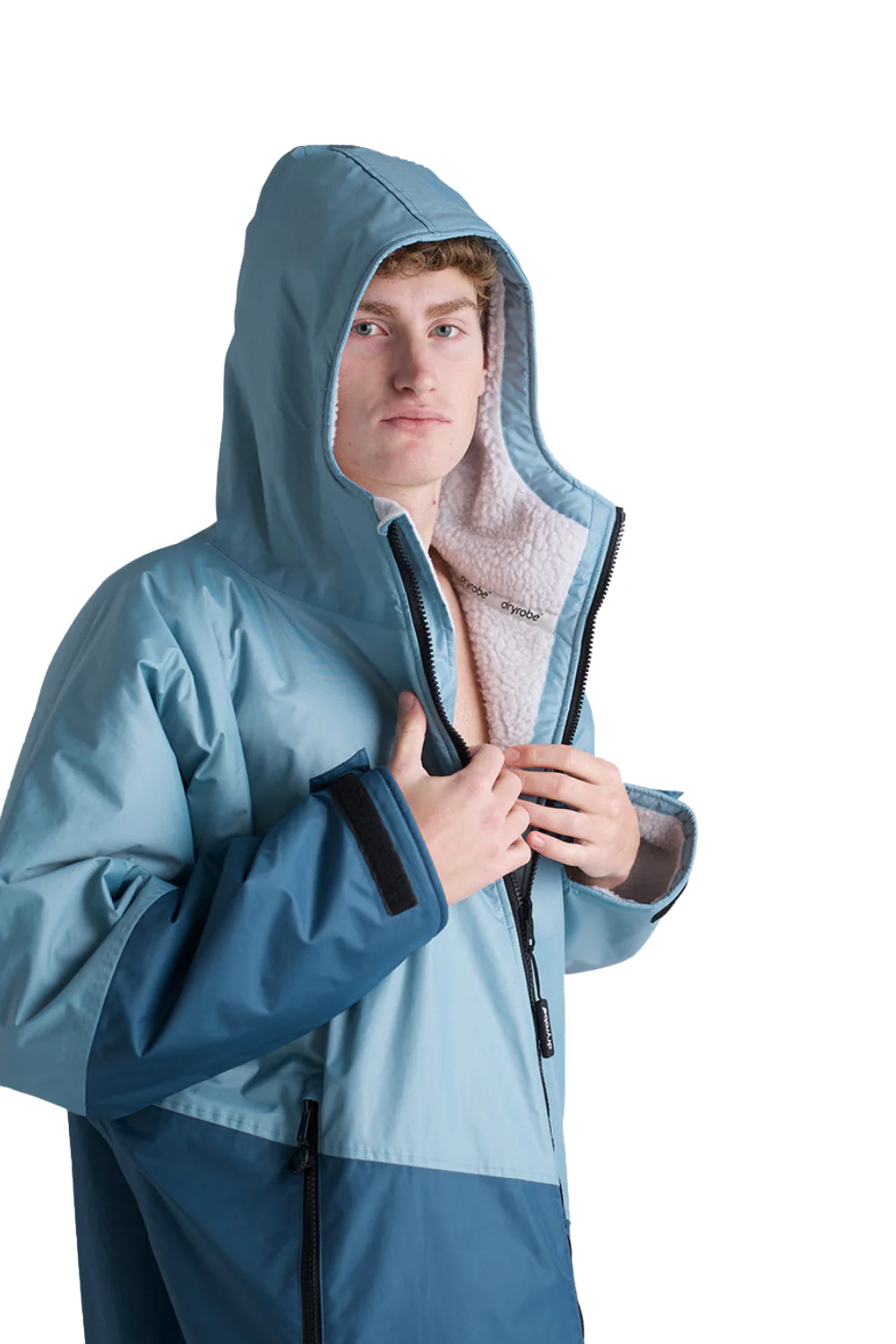 Dryrobe Advance Adults Long Sleeve Changing Robe Blue/Light Grey - Image 5