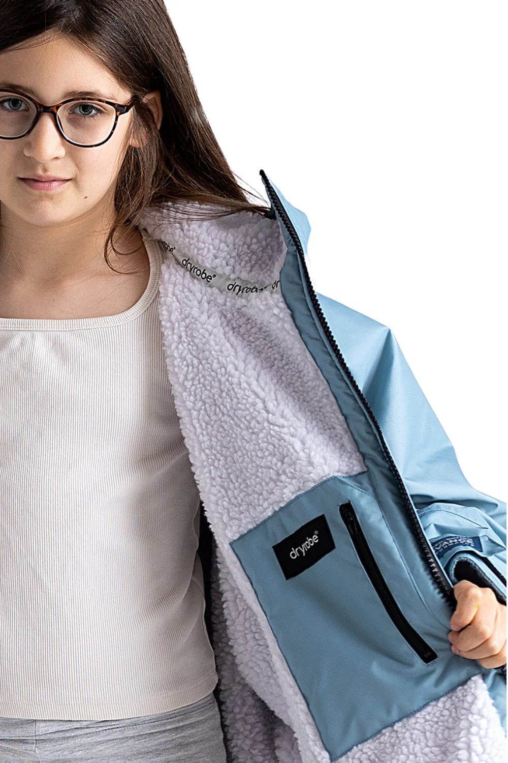 Dryrobe Advance Kids Long Sleeve Changing Robe Blue/Light Grey - Image 4