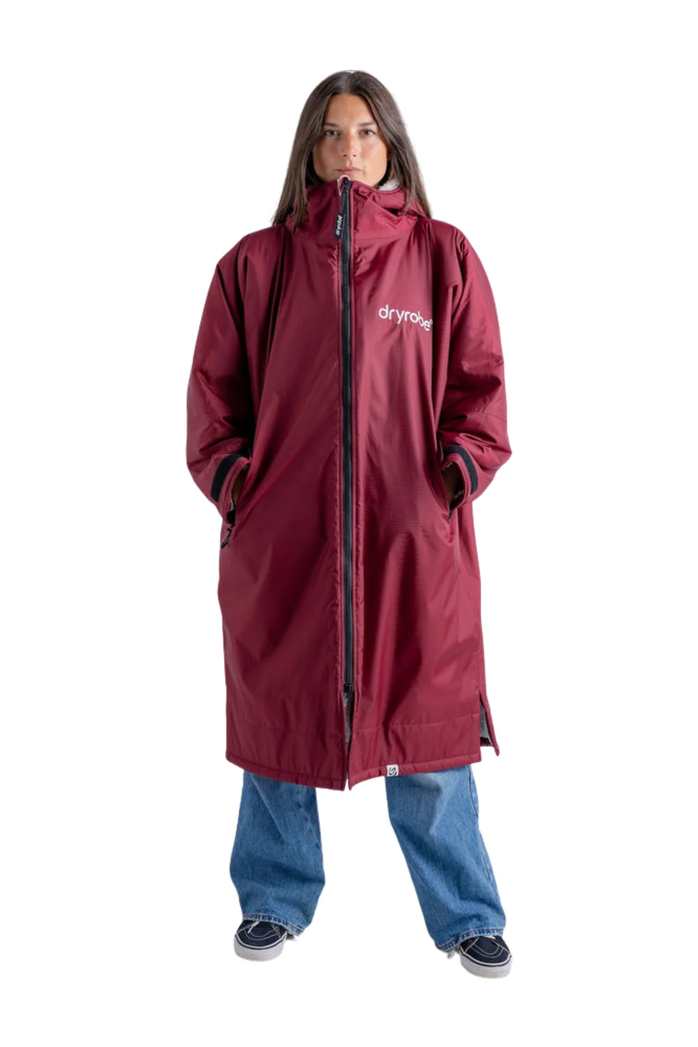 Dryrobe Adults Advance Long Sleeve Changing Robe Burgundy/Grey