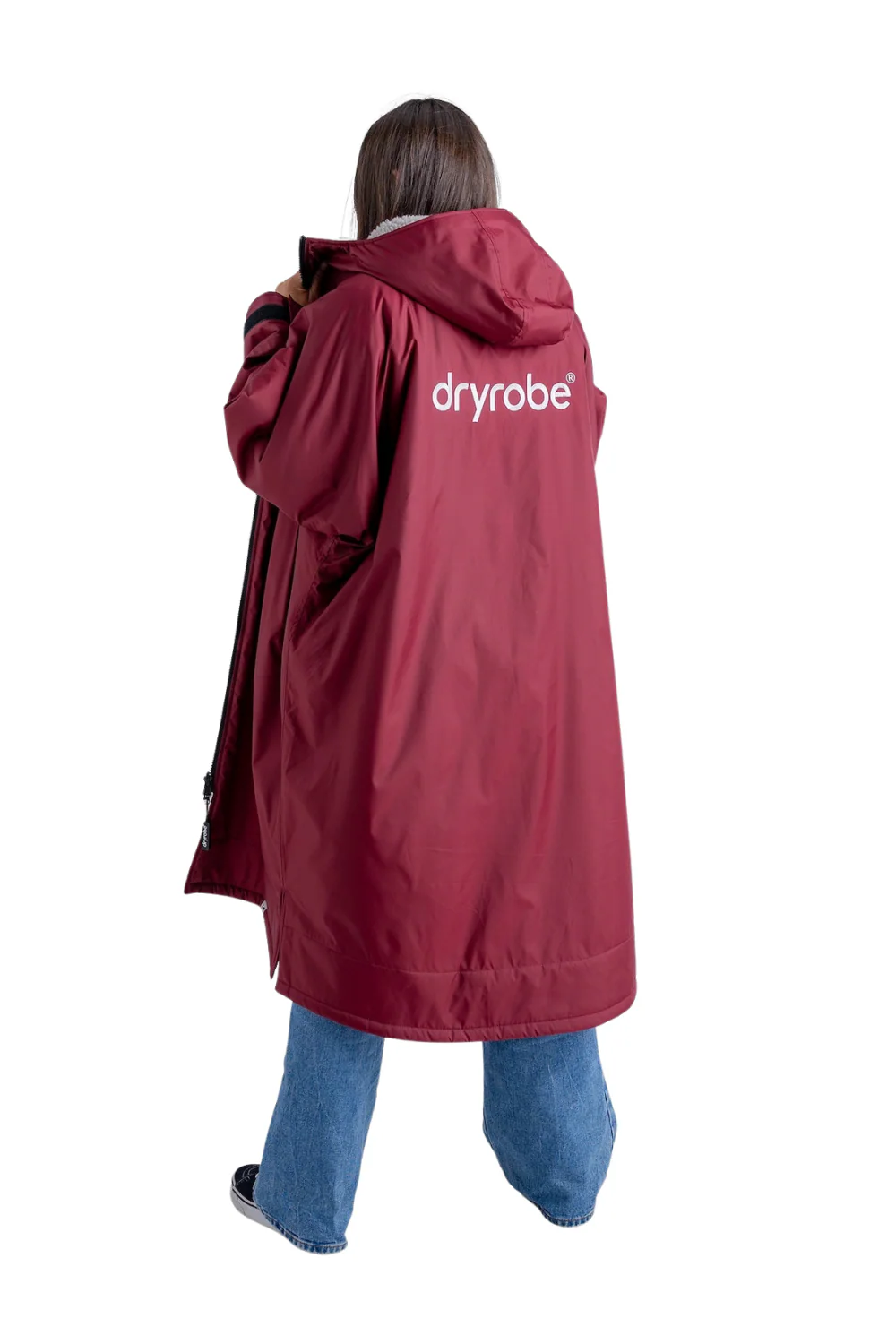 Dryrobe Adults Advance Long Sleeve Changing Robe Burgundy/Grey - Image 2