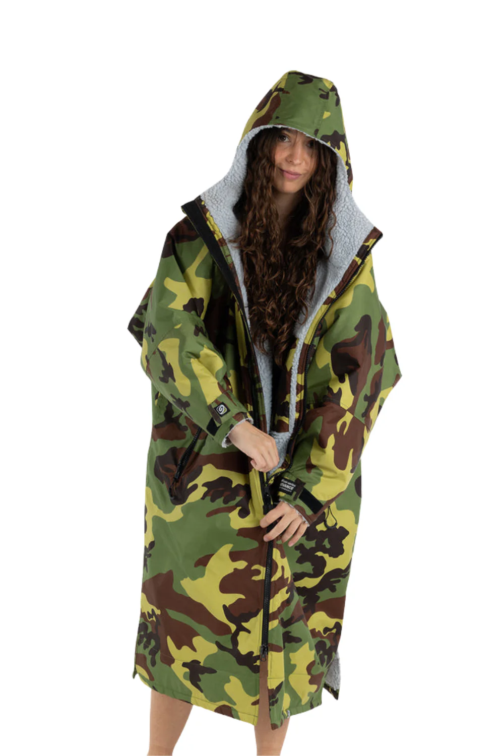 Dryrobe Adults Remix Long Sleeve Changing Robe Green Camo/Grey - Image 4