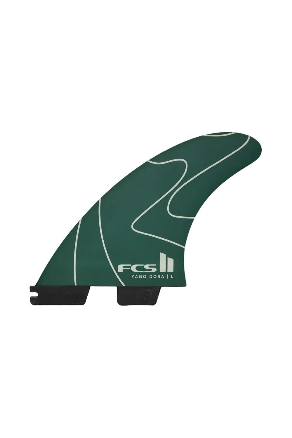 FCS II Yago Dora PC Tri Surfboard Fin Set Green/Black