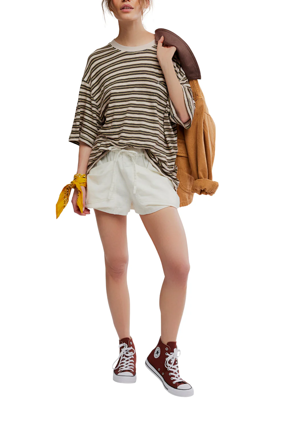 Free People All Love Womens Stripe Pocket T-Shirt Teal Combo - Image 5