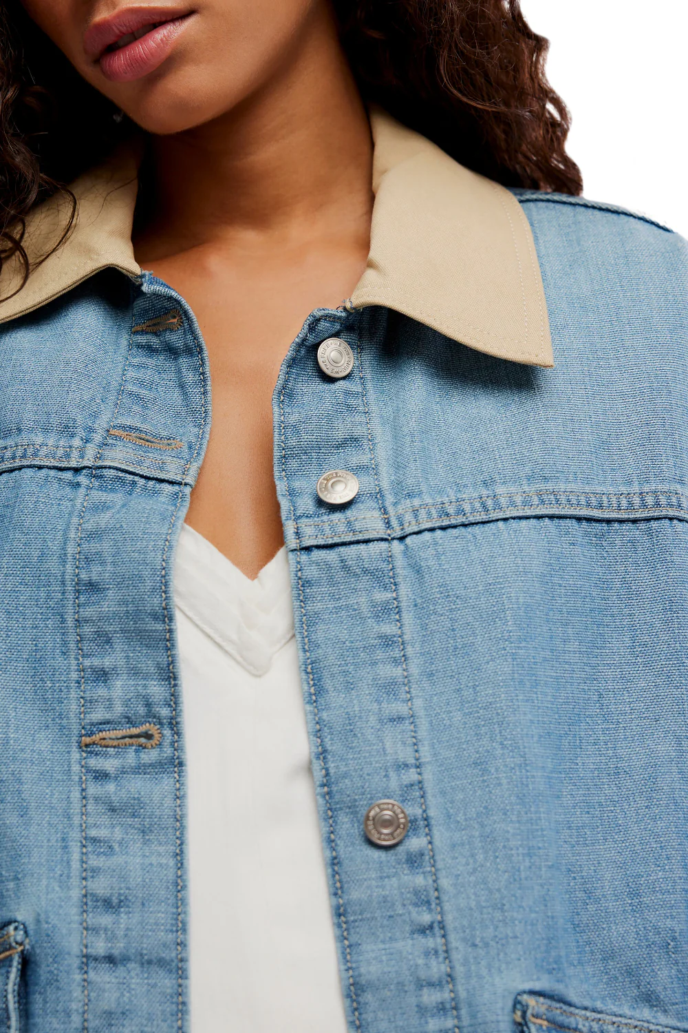 Free People Lemon Womens Denim Jacket Berry Blues - Image 4