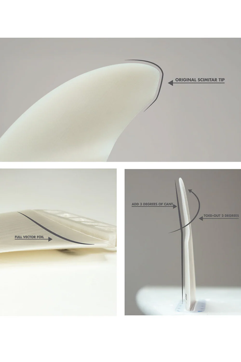 Futures EN Reverse 3/2 Twin Surfboard Fins Grey - Image 4