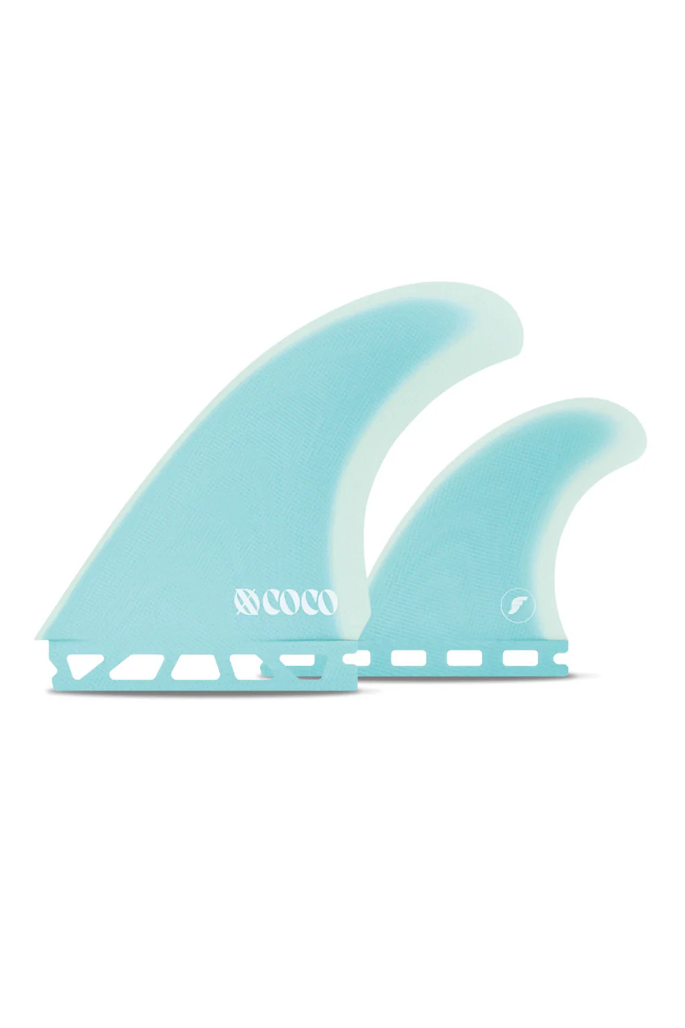Futures XO Coco Twin + 1 Fiberglass Surfboard Fins Light Blue