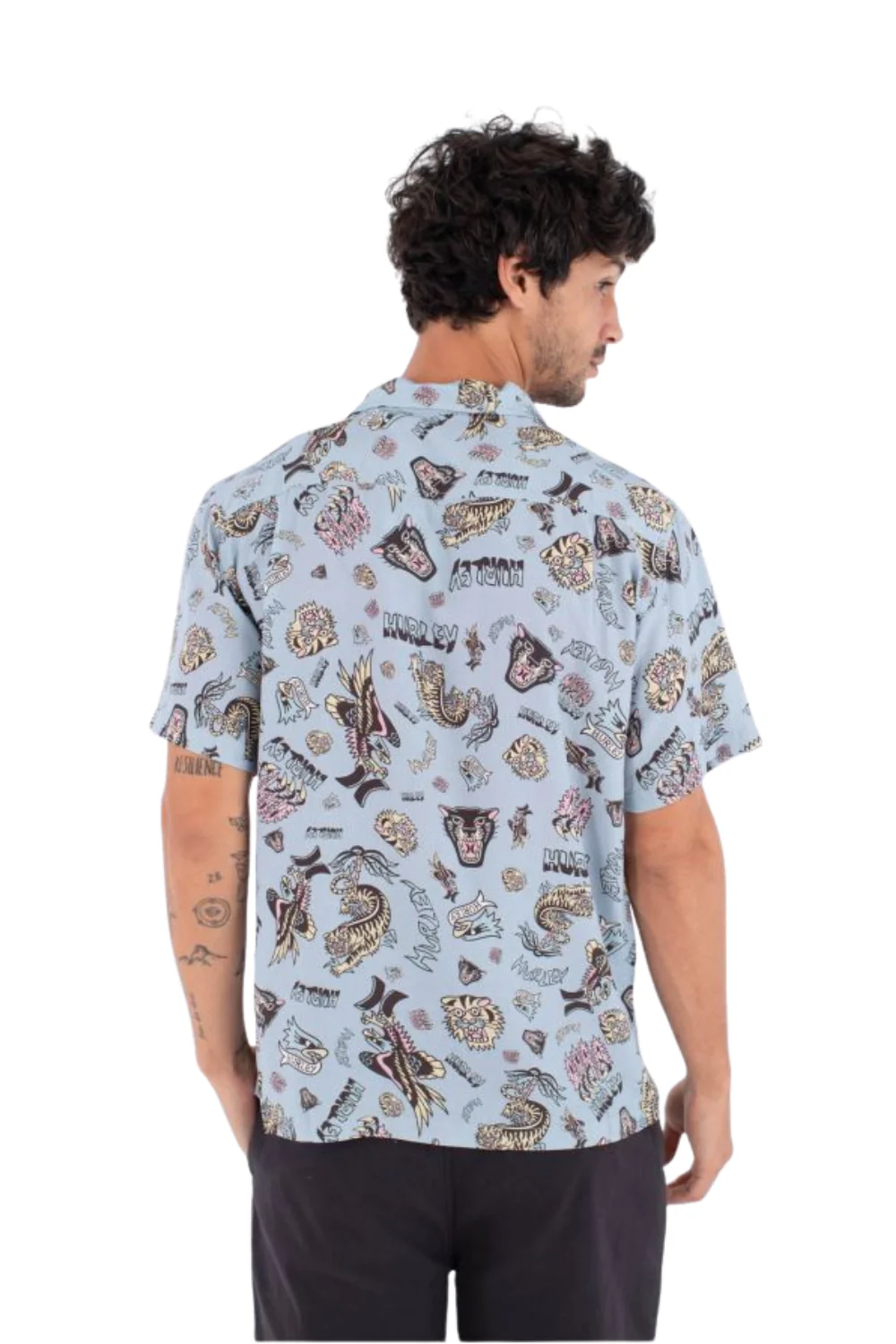 Hurley Etam Mens Short Sleeve Shirt Worker Blue - Image 2