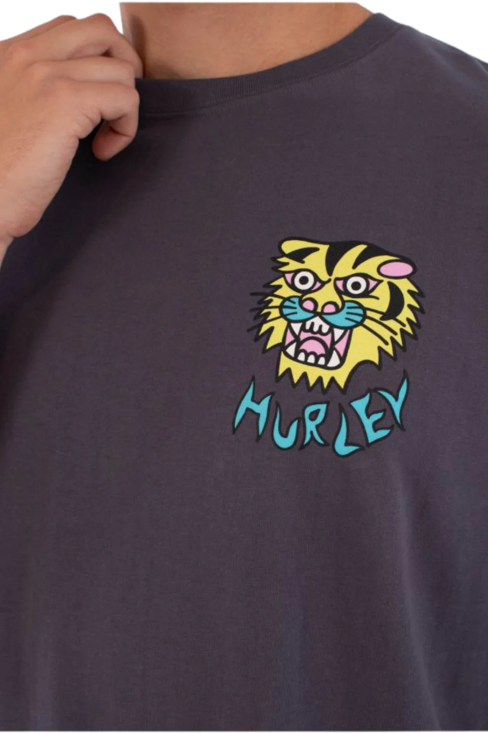 Hurley Etam Tiger Mens T-Shirt Dark Stone Grey - Image 5